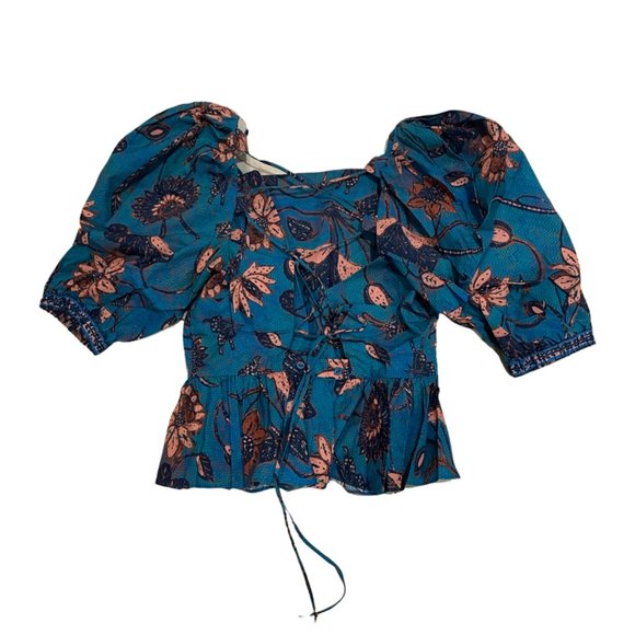 NWOT ULLA JOHNSON Carlotta Blouse in Lagoon U112 - Picture 11 of 12